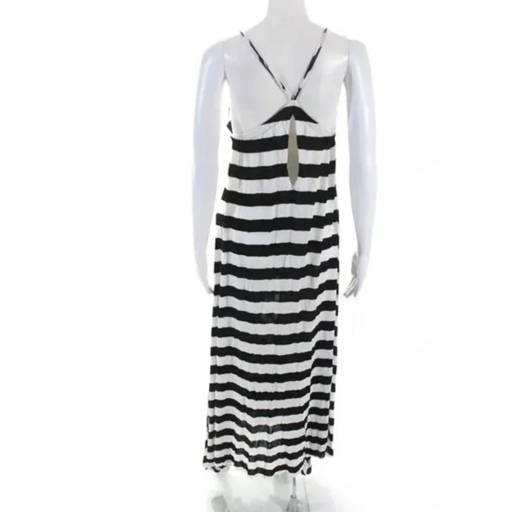 RARE A.L.C. Womens Striped Chevron Maxi Dress White Black Size Extra Small 2011 - Picture 7 of 13